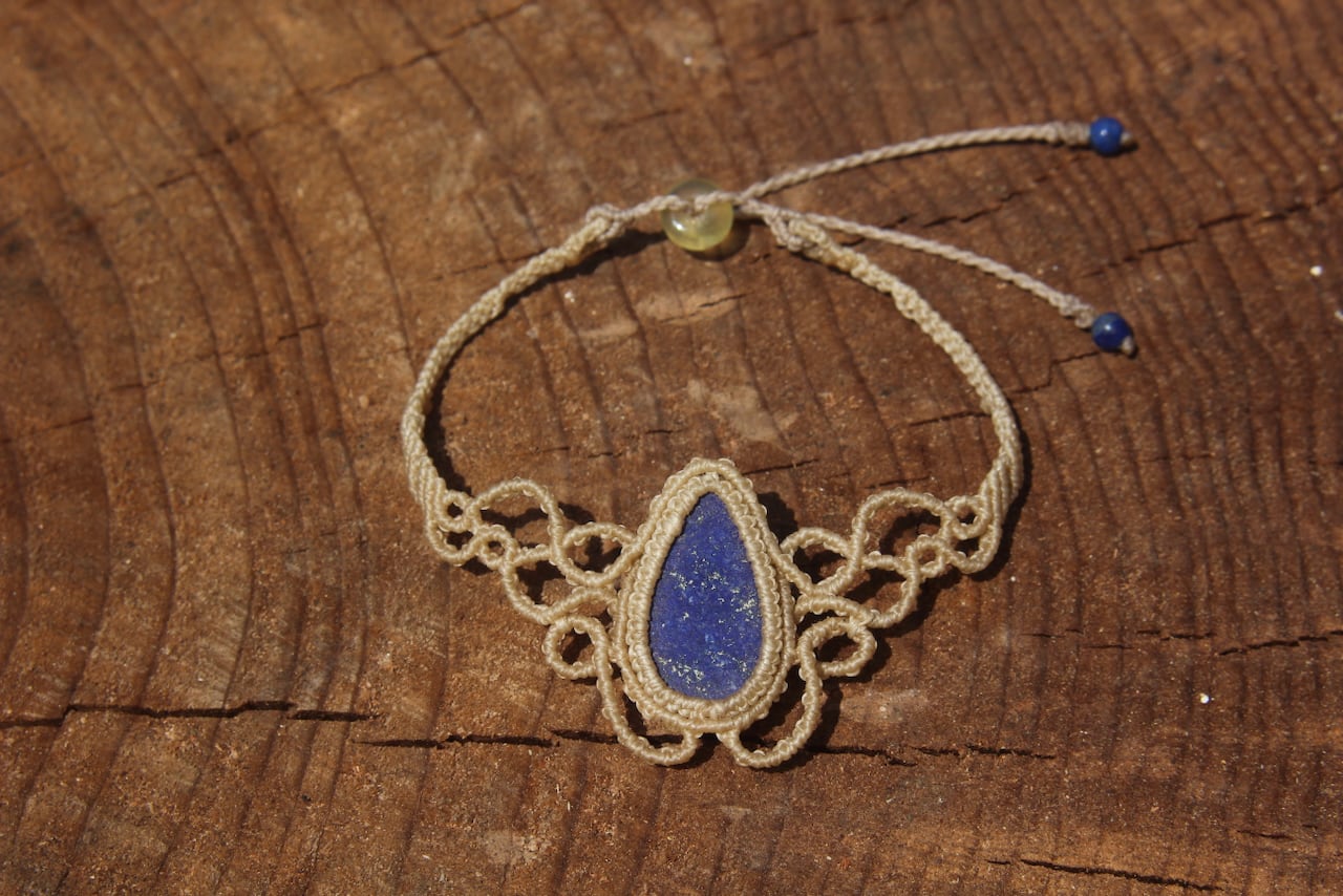 Lapis lazuli micro macrame bracelet