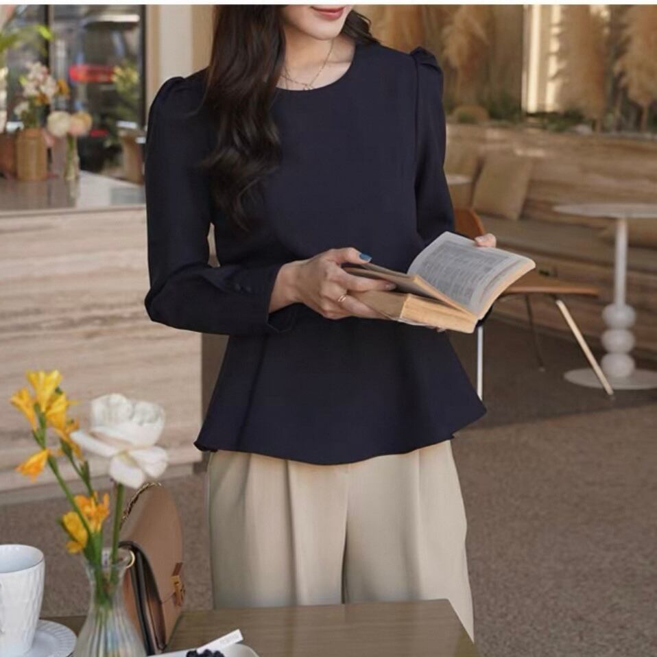 通勤 無地スリムシャツトップス YH8929