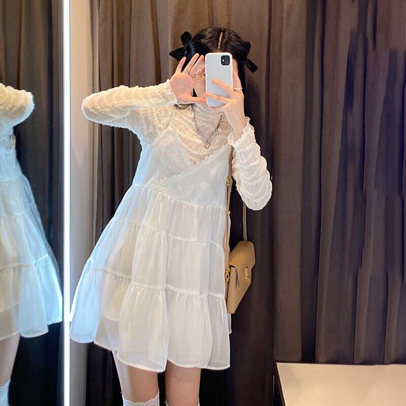 ドレス オータムウィンターレーススタイルスタンダードロングスカート レトロ 秋物 冬物 萌量不足33816038865