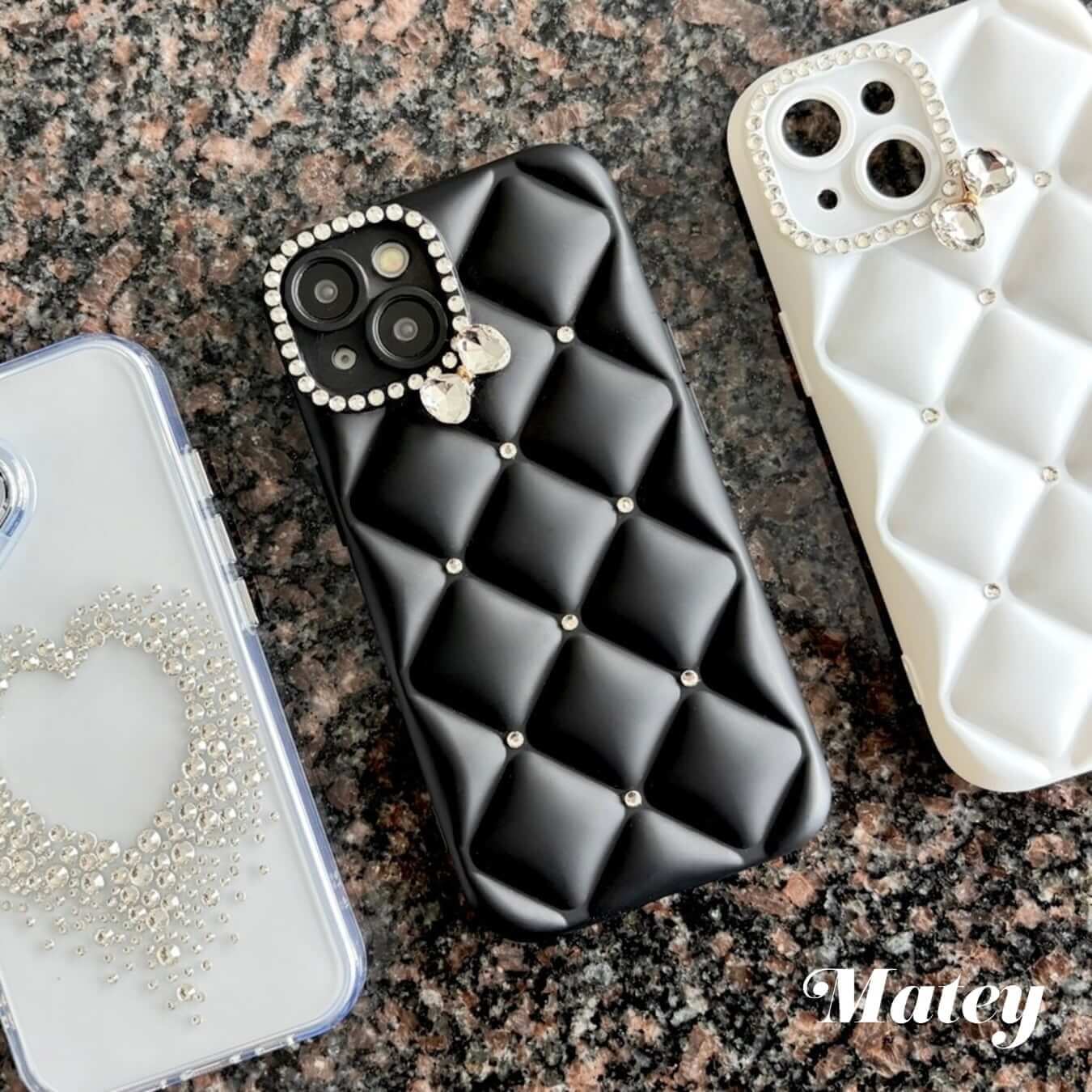 pium バイカラーリボンキルティングiPhoneケース ブラック バイカラーリボンキルティングiPhoneケース – pium