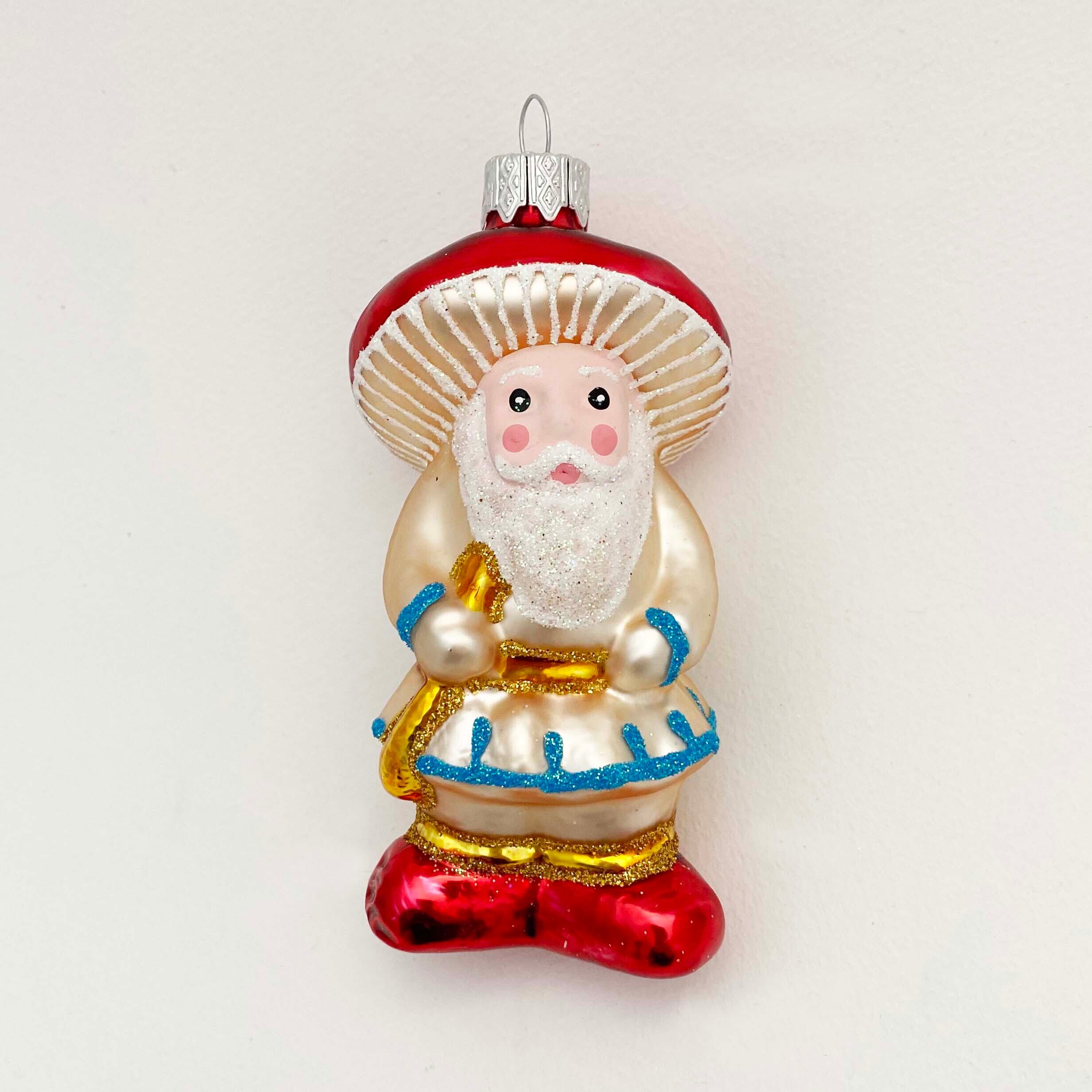 ウクライナ製 ガラスオーナメント（サンタきのこ）