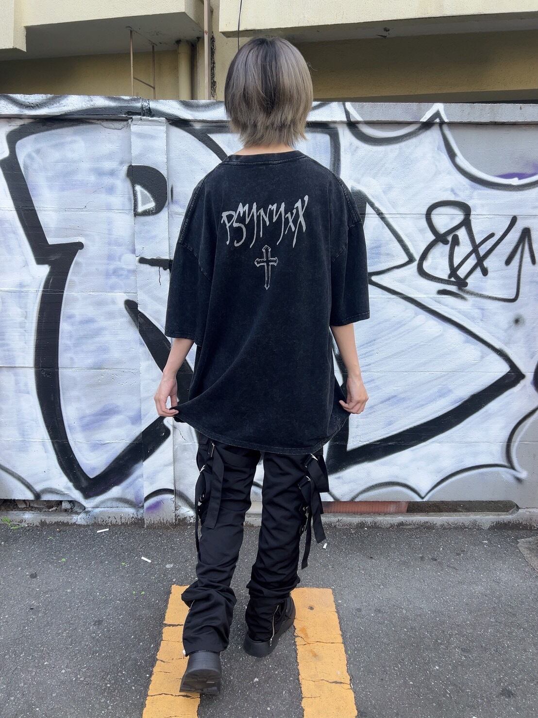 PSYNYXX ハートウィングピグメントTシャツ 地雷系 サブカル系 グランジ