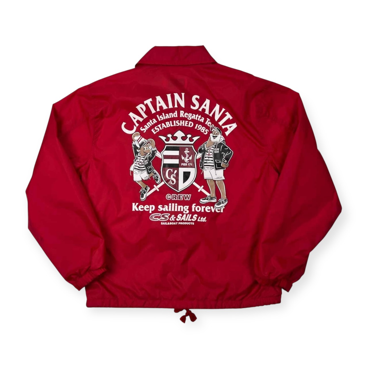 CAPTAIN SANTA キャプテンサンタ 背中BIGプリント ナイロン コーチジャケット サイズ M /レッド/裏メッシュ
