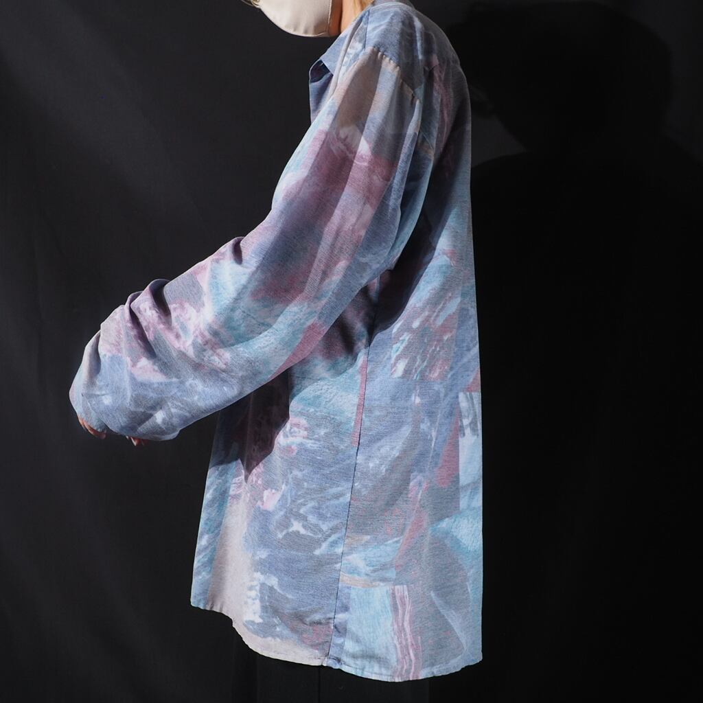 Jupiter water surface pale tone pattern rayon shirt