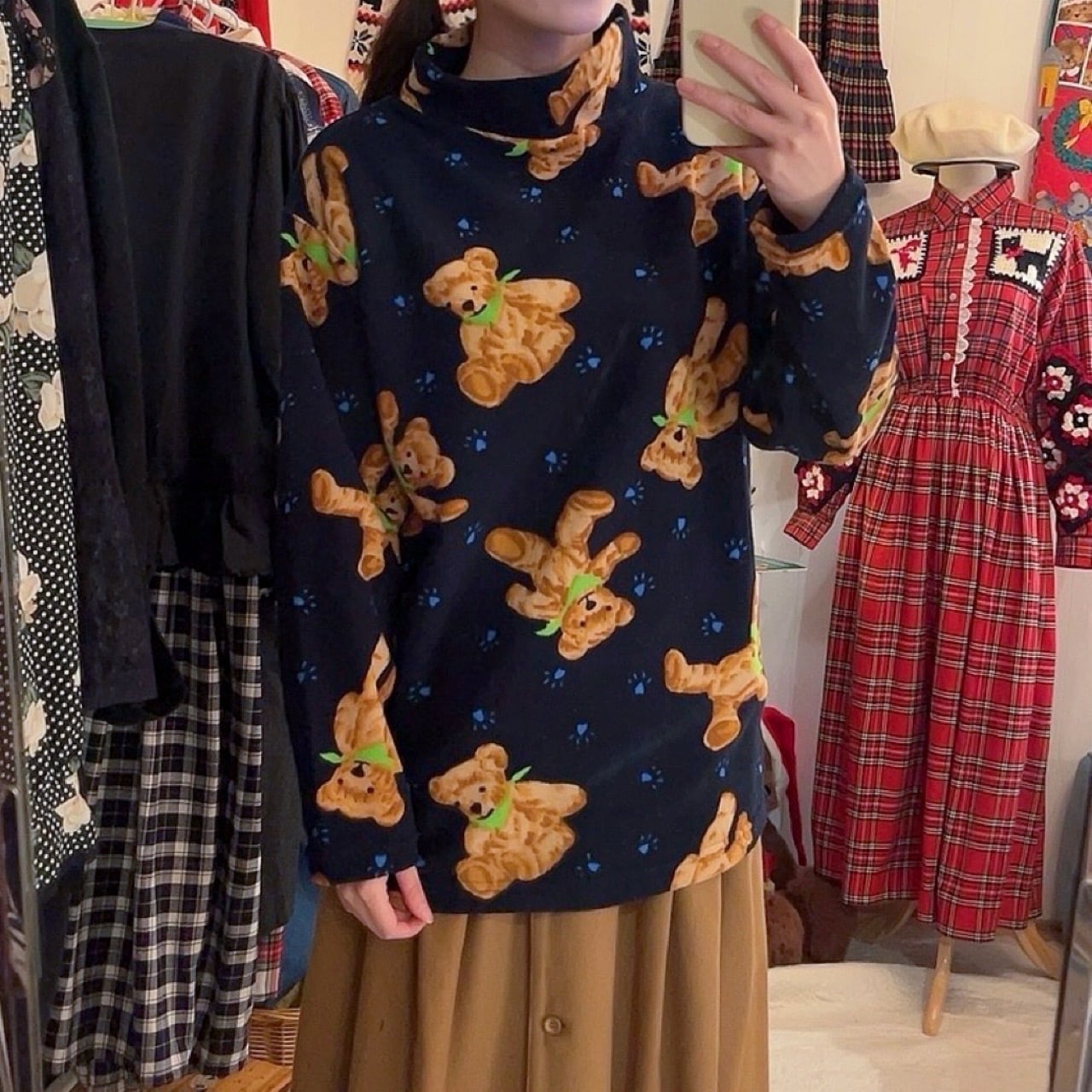 scarf bear fleece pullover