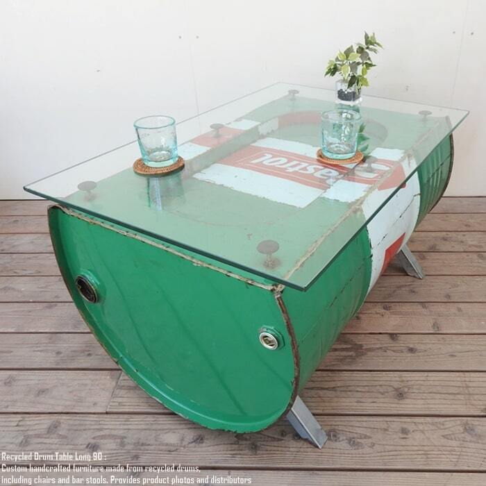 ご依頼例 ドラム缶 ショップ リメイクガラステーブルアメリカン