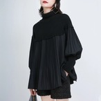 High-neck pleated knit sweater (ME013)