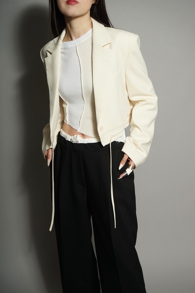 CUT HEM TIE JACKET (CREAM) 2401-97-501