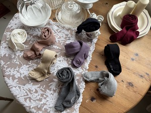 即納♡ 1-6y Velour Ribbed Tights / OREN