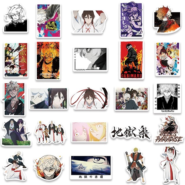 50枚For地獄楽ステッカー セットおしゃれアニメfor地獄楽シール防水 可愛い漫画ステッカー 手帳 シールDIY 車 バイク ヘルメット パソコン スノーボード スマホ ステッカー子供 誕生日プレゼント