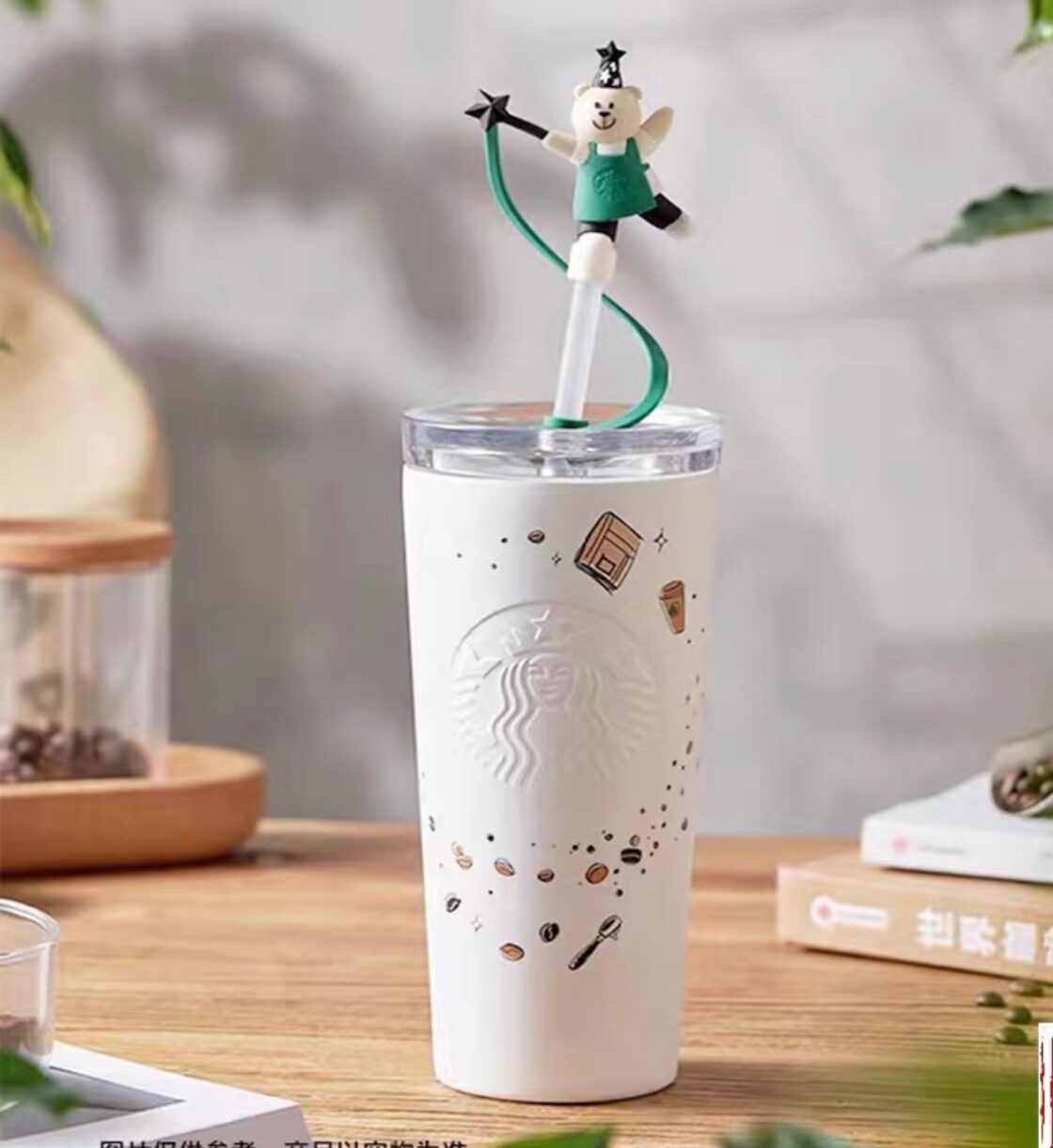 ストローキャップ付き！ ステンレス 魔法使い 農家 コーヒー豆 保温 