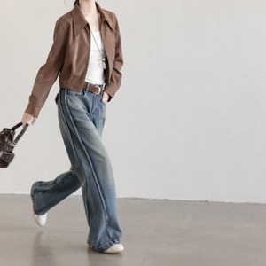 wide-leg denim pants　J00458