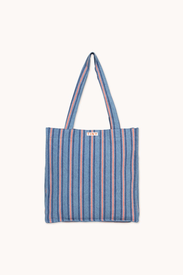 tinycottons/STRIPES DENIM TOTE BAG-light blue denim