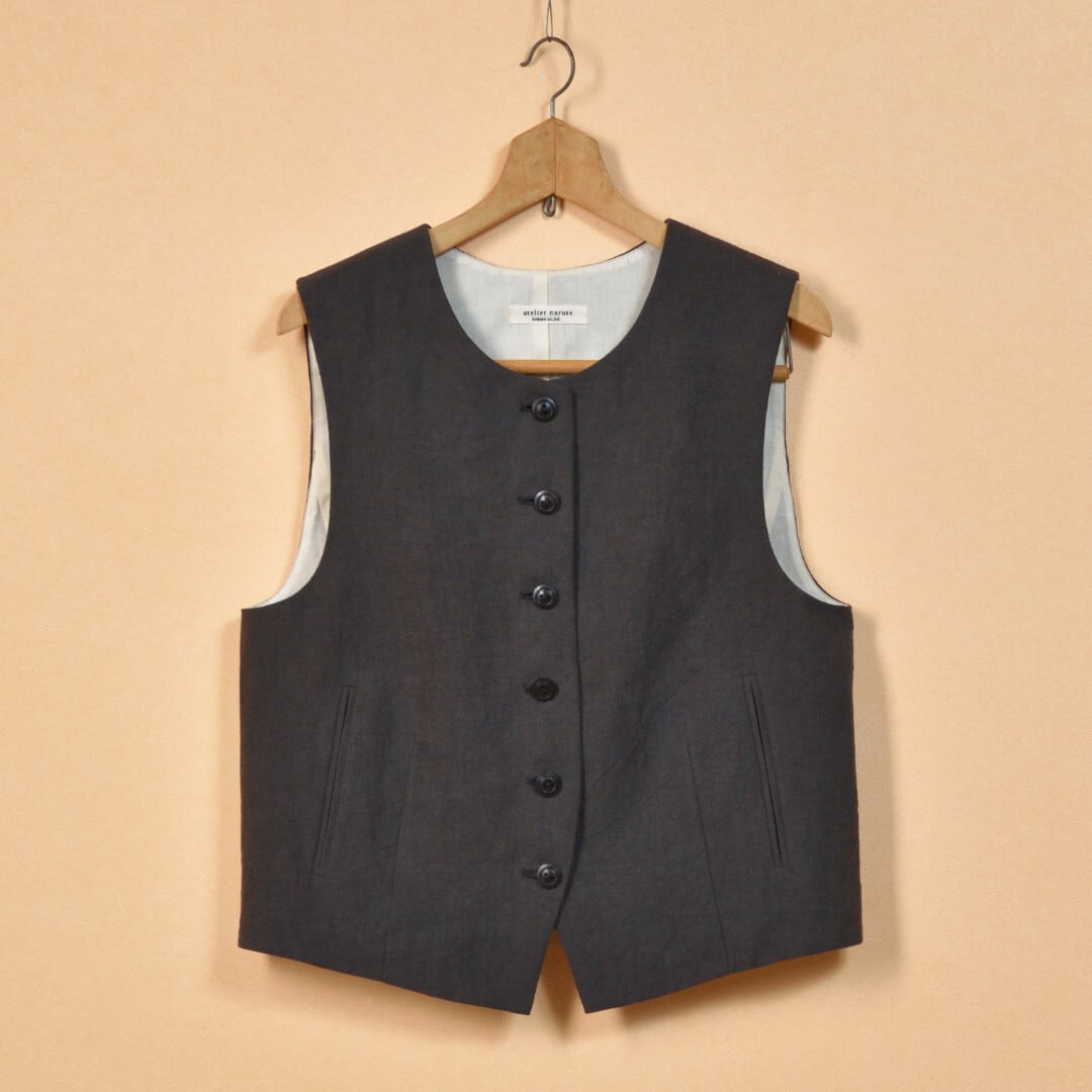 atelier naruse アトリエナルセ リネンベスト・チャコール【送料無料