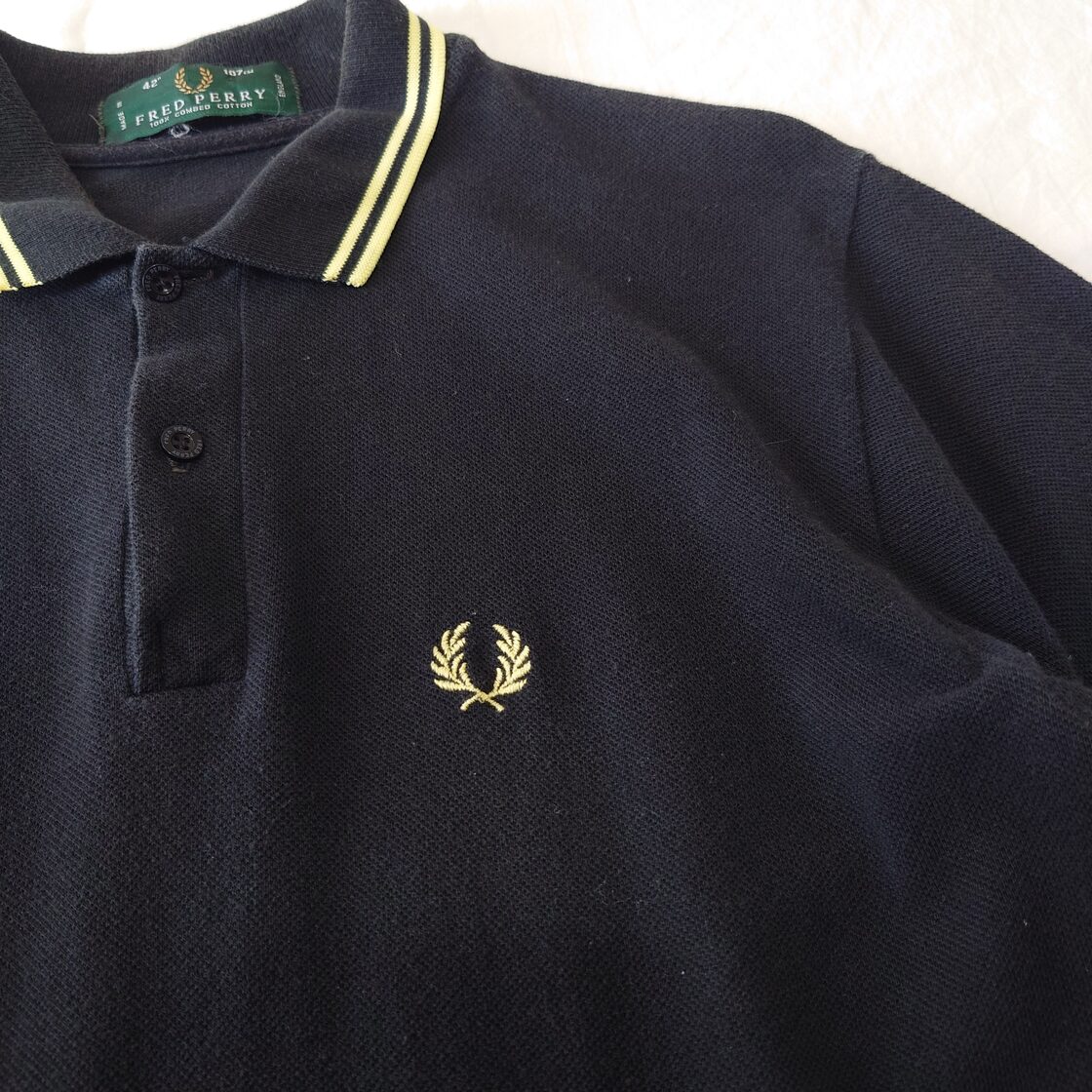 90s・イングランド製】FREDPERRY フレッドペリー ポロシャツ 黒 黄 