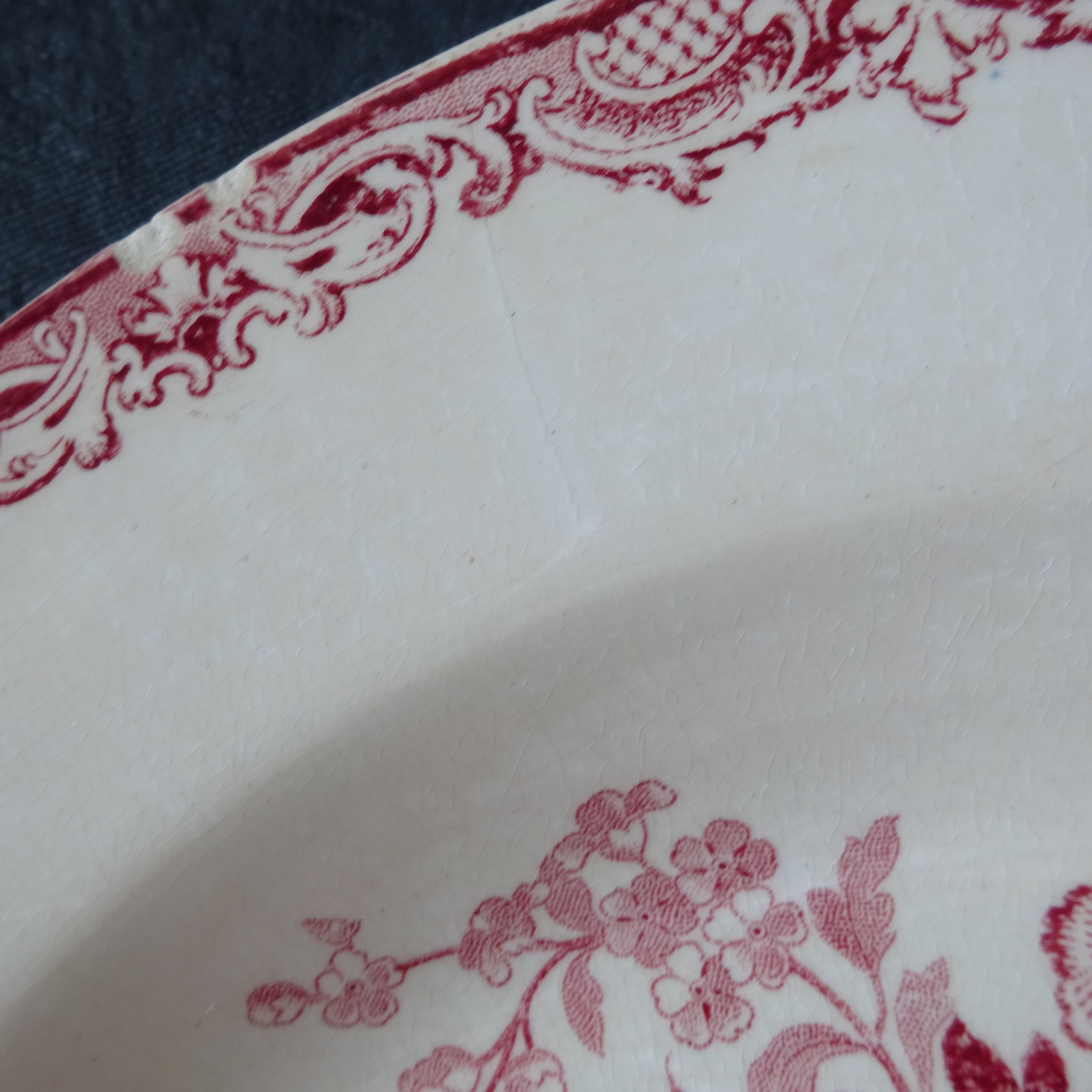 【 Épuisé 】【金継ぎ用】Sarreguemines*modèle《FONTANGES》assiette creuse pour Kintsugi (F)