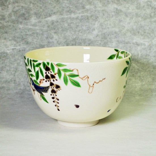 抹茶碗 藤にほととぎす | 京焼窯元 橋本城岳