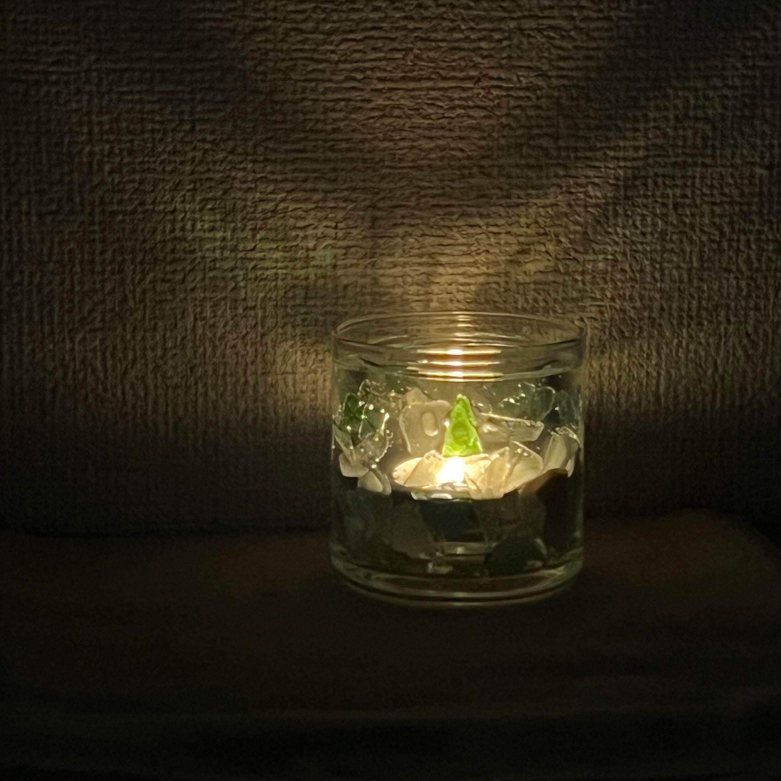 シーグラスのジェルキャンドルホルダー/tea light candle付き | -SDGs