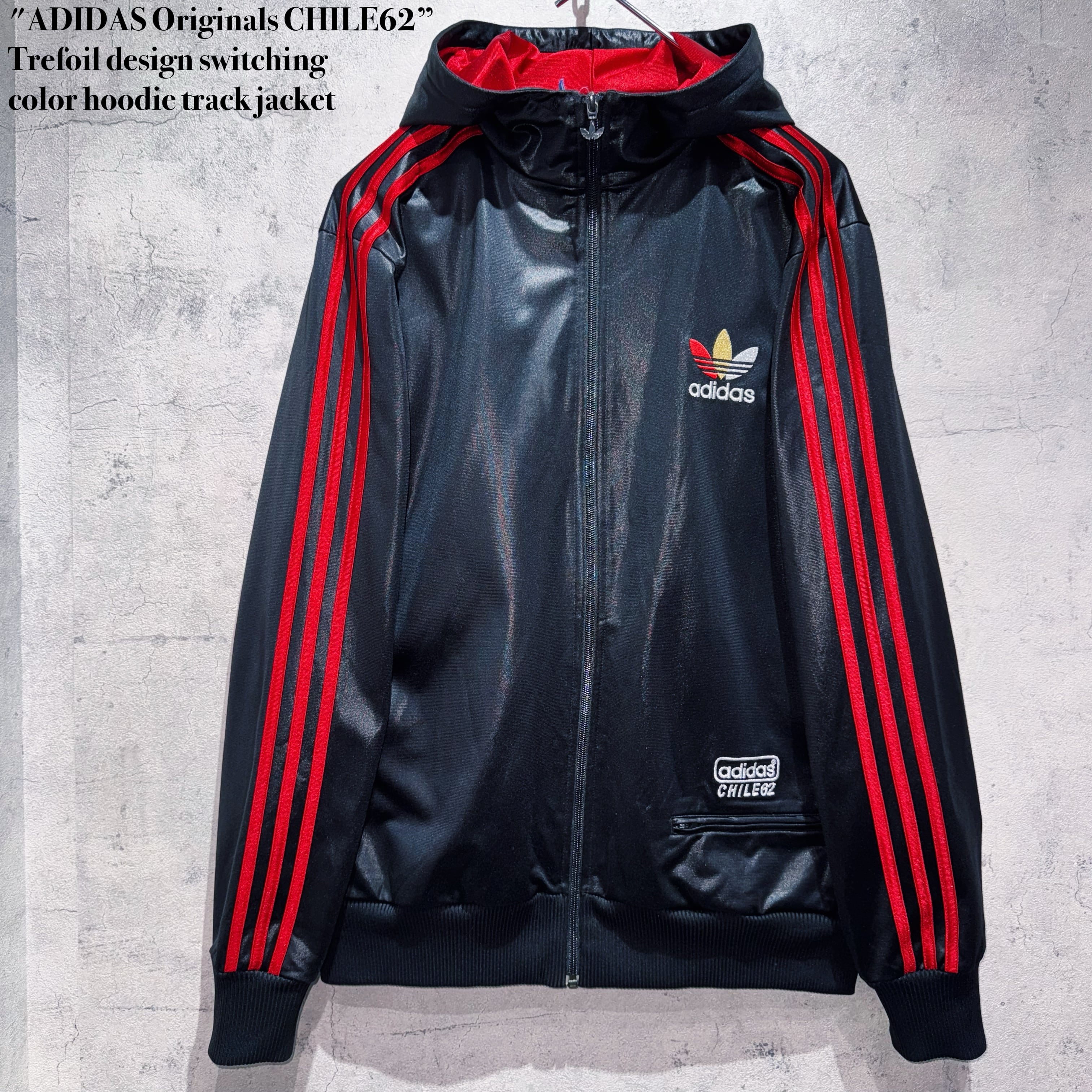 "ADIDAS Originals CHILE62”Trefoil design switching color hoodie track jacket