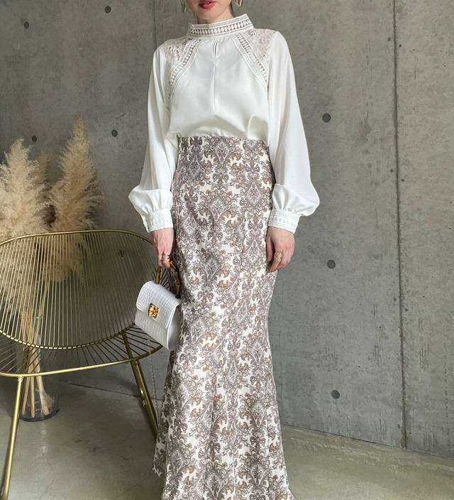 ダマスク柄マーメイドスカート