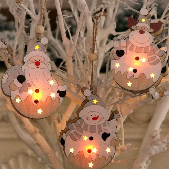 クリスマスツリー 木製 LED オーナメント ツリー 飾り ライト サンタ クリスマスツリー 木製 LED オーナメント ツリー 飾り ライト サンタ