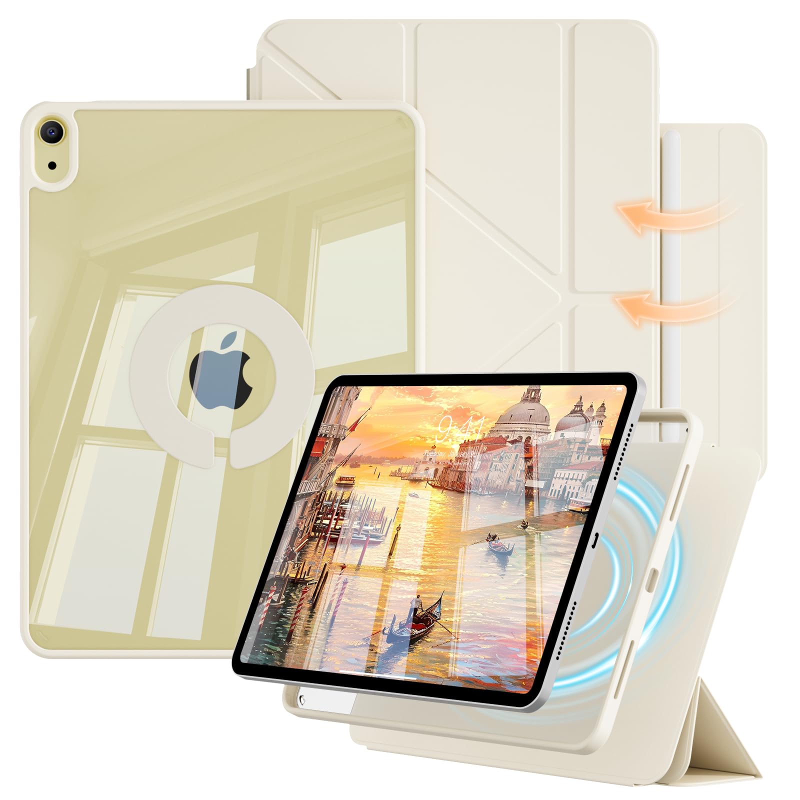 GKABXY iPad Air 11インチ ケース M4/M3/M2 iPad Air 第5/4世代 着脱式マグネットケース 10.9インチ ホワイト