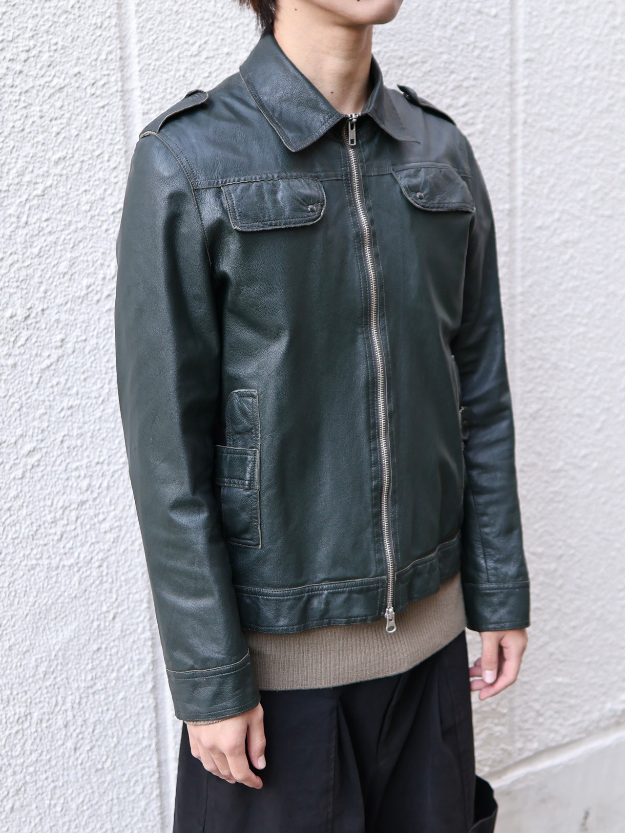 【marco tagliaferri】coloring zip up leather jacket