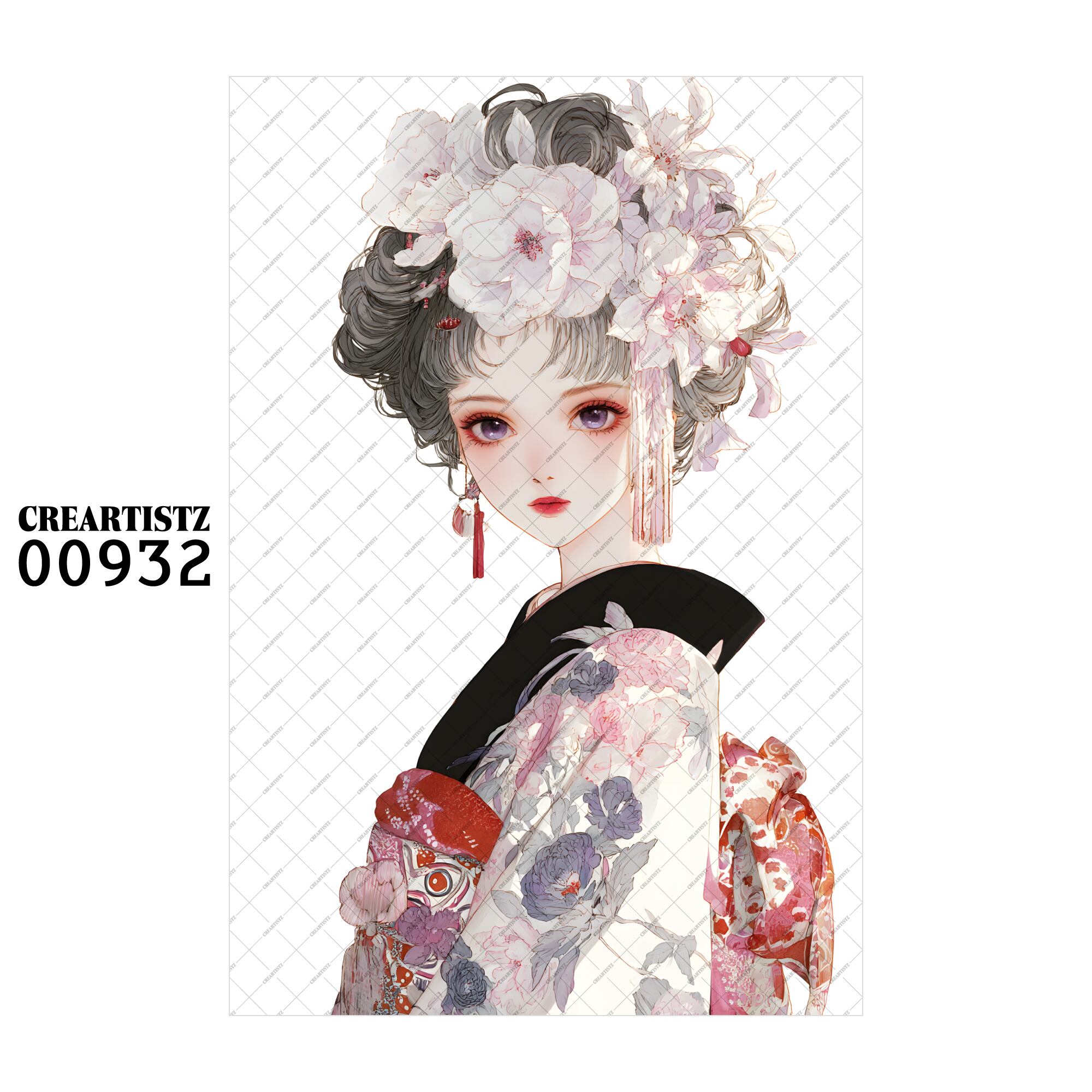 00932 ガール キュート オリジナル ペーパー/ステッカー 4枚セット CREARTISTZ