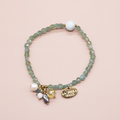 【Deep Sea Party】アクアマリン×アパタイト×ゴールデンフローライト ブレスレット