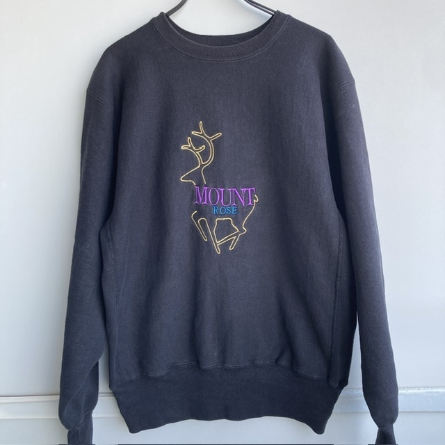 Champion リバースウィーブ スウェット 90s USA製 ブラック MOUNT ROSE 刺繍 ヴィンテージ古着 L 画像3