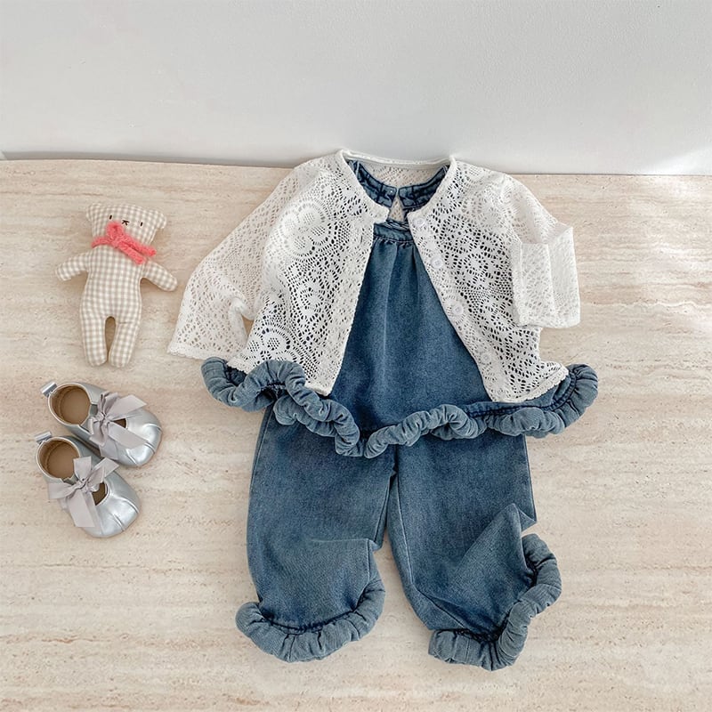 M*.様 【新品未使用】BeBe ノースリーブ ベスト・パンツの2点セット 12 BABY&KID】夏作デニムノースリーブセットアップ | 韓国子供服通販 - Baker