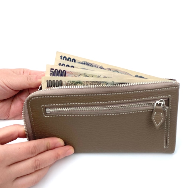 【SRK01】　1万円札が折らずに入る最少サイズの長財布「L字束入」
