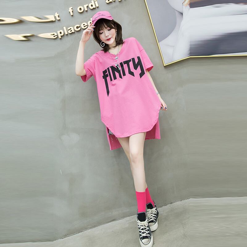 スプリングルーズ薄手ロングTシャツ スカート 大きめサイズ 春物 ミックスインファッション32508219057