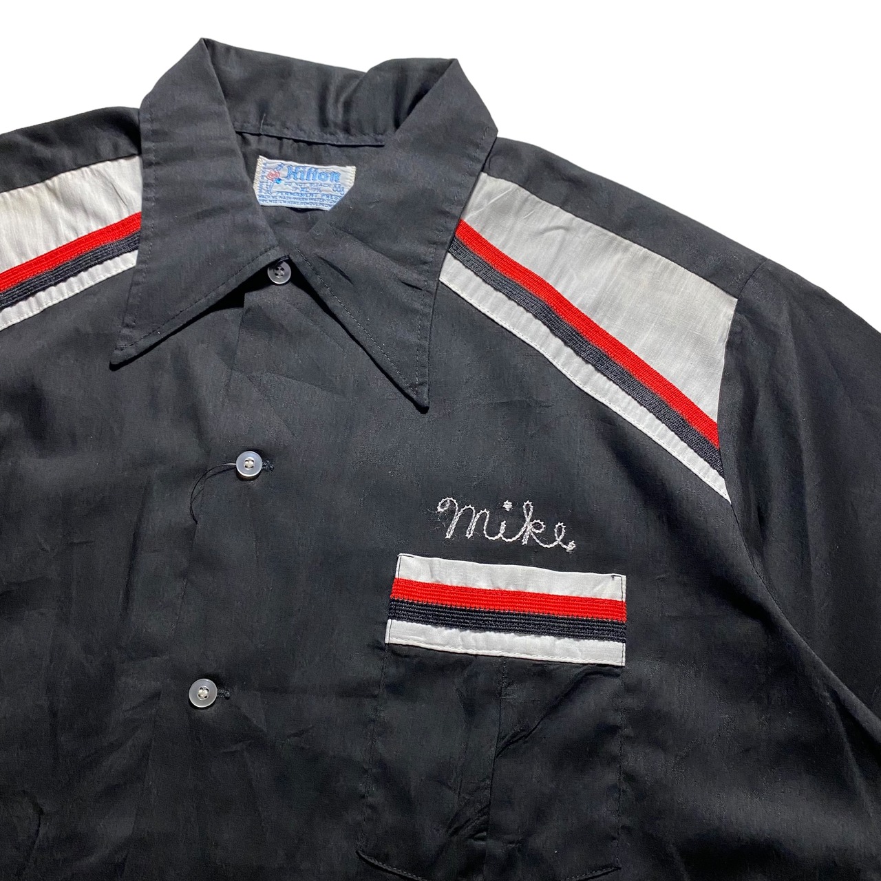 vintage 1970’s HILTON black bowling shirt