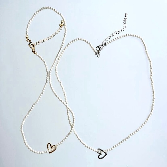 2way pearl point heart necklace【 2color 】