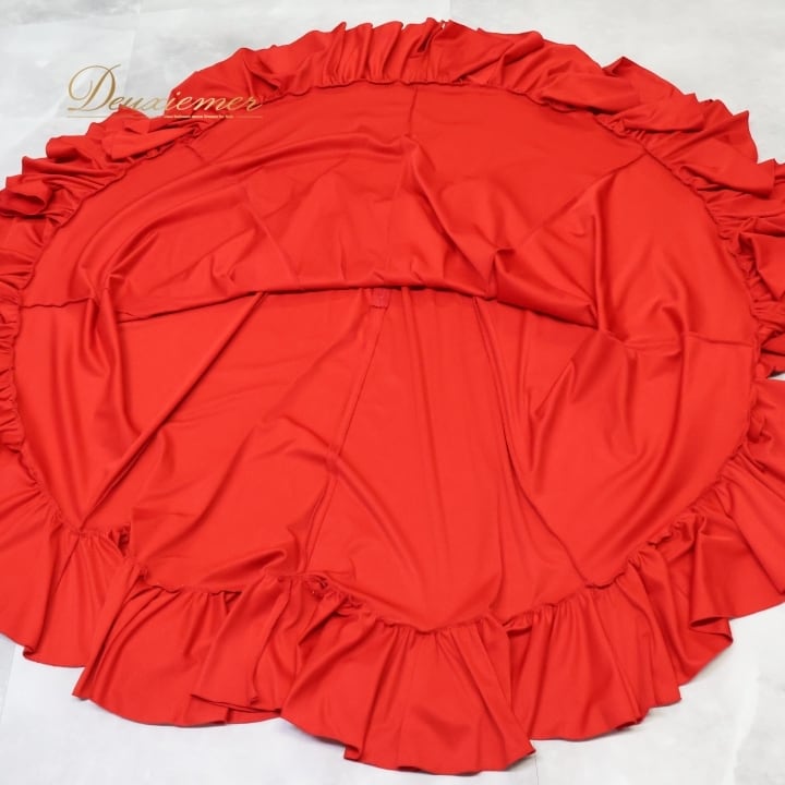 フラメンコ 衣装 ファルダ スカート 無地 赤 ボランテ フリル レッスン