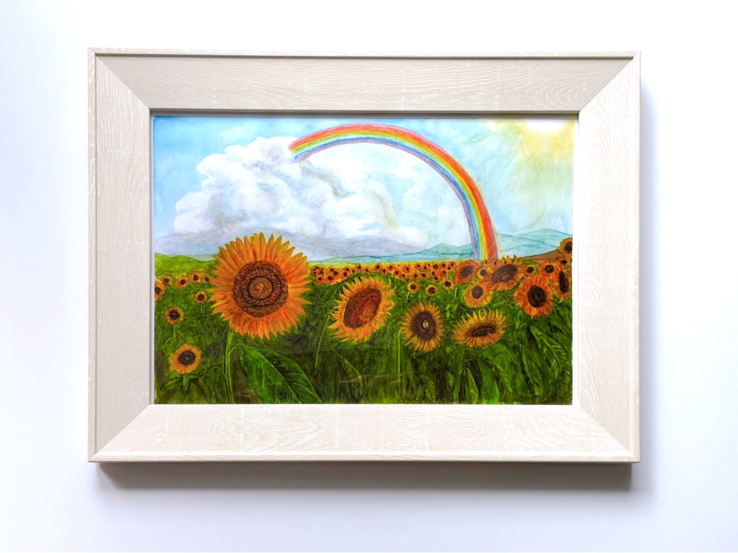 ひまわり畑と虹　油彩画　画像無し s-20230522104340479527.jpg