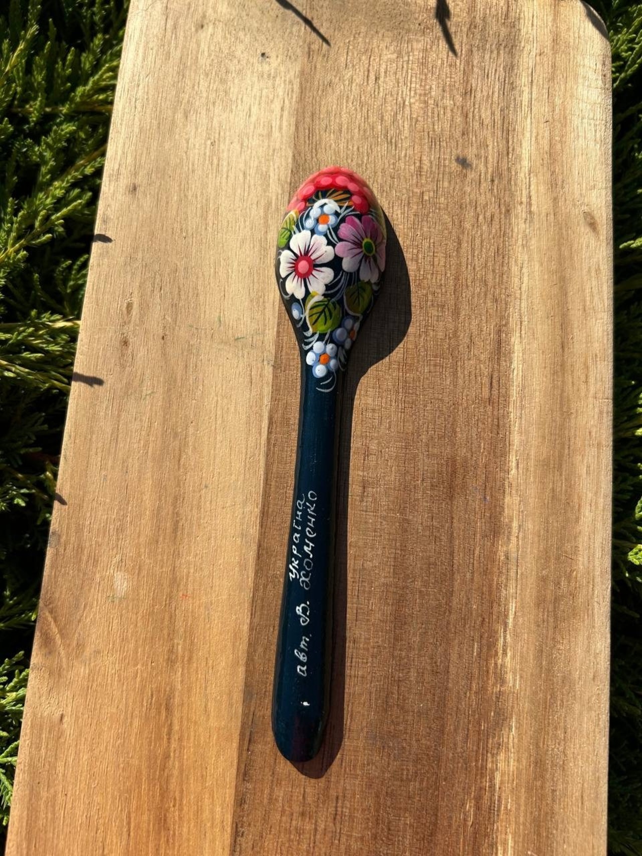 ペトリキフカ塗り　木製スプーン（ホメンコ作) 16cm - 4