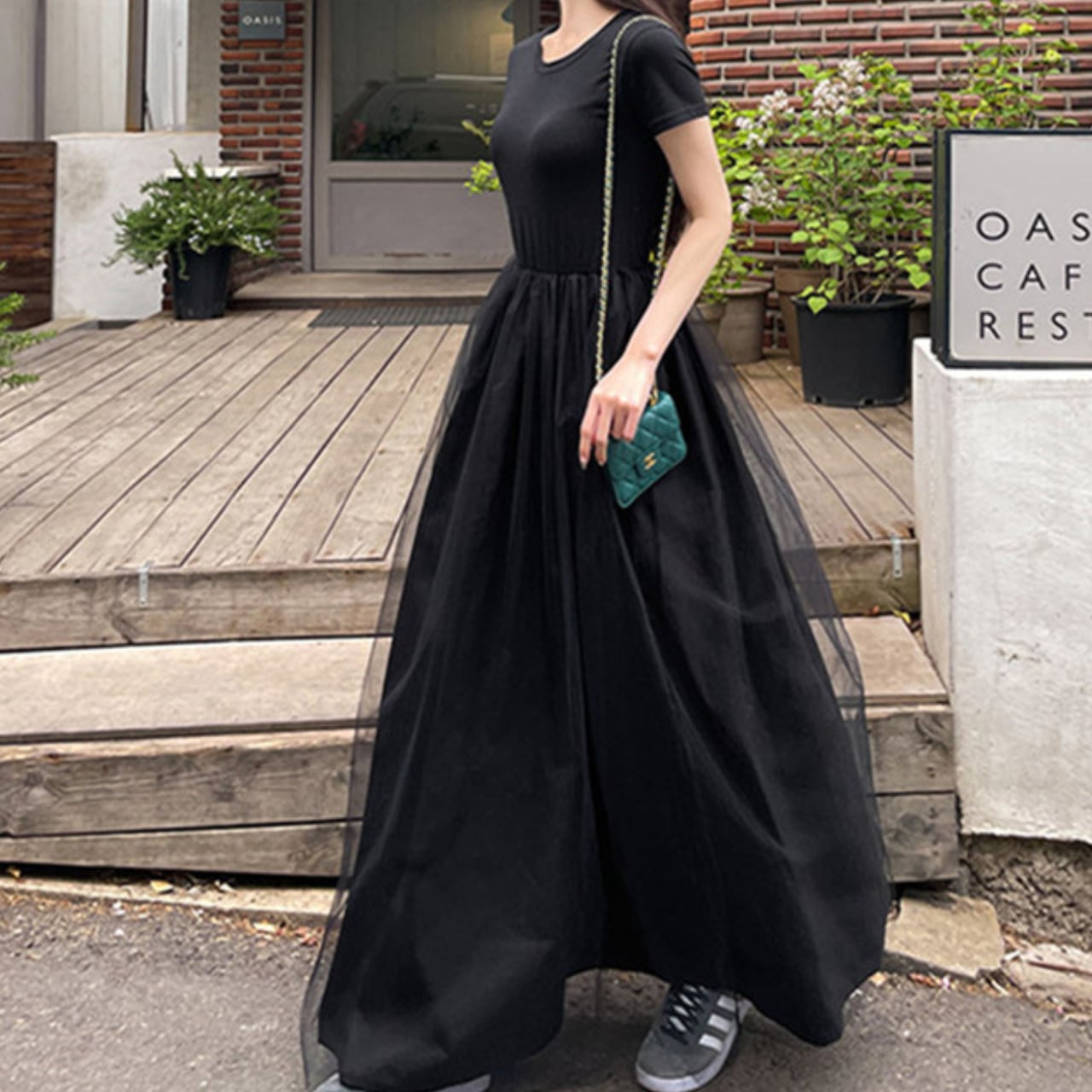 Black switching dress S1532