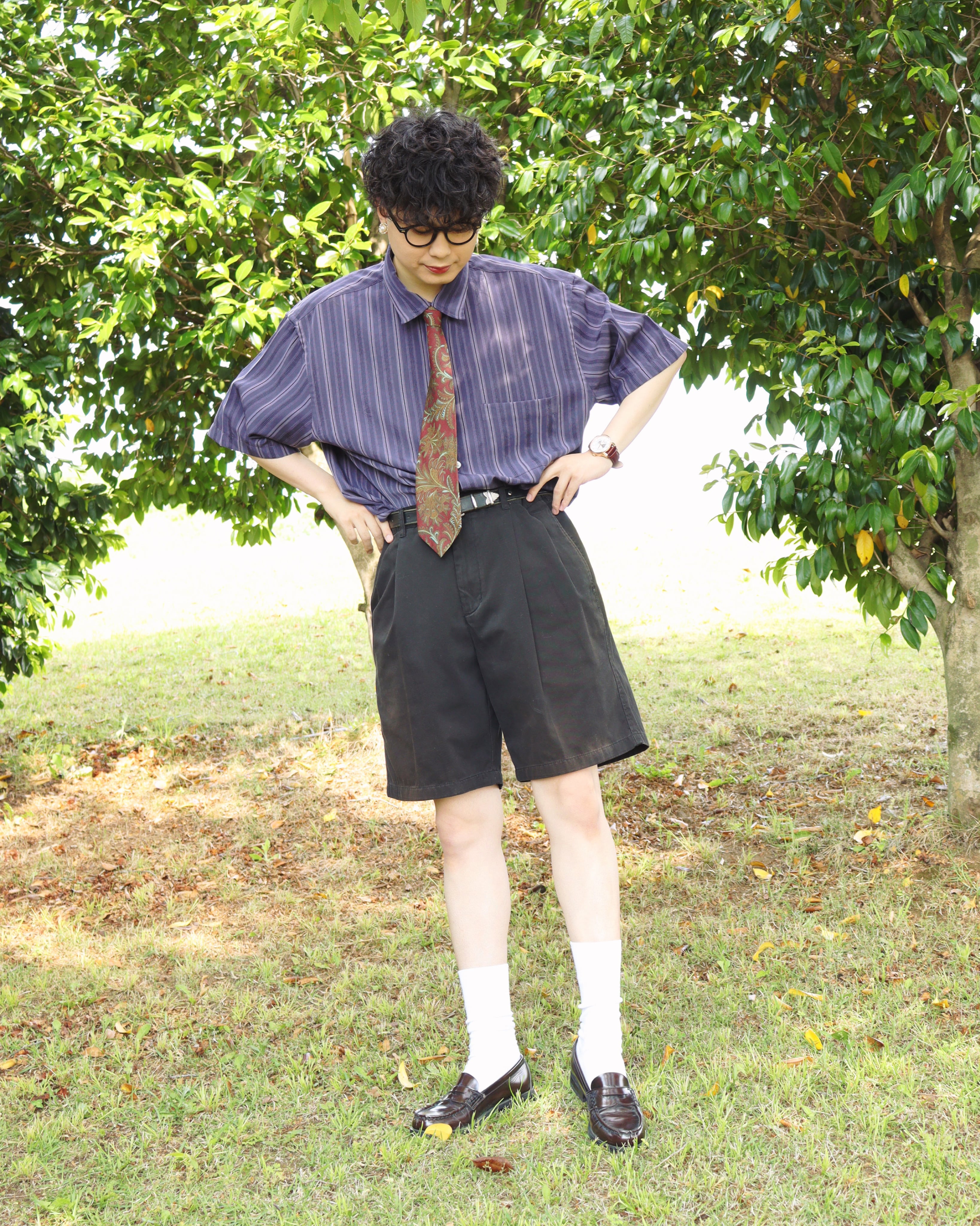 retro color stripe shirt【YouTube着用】