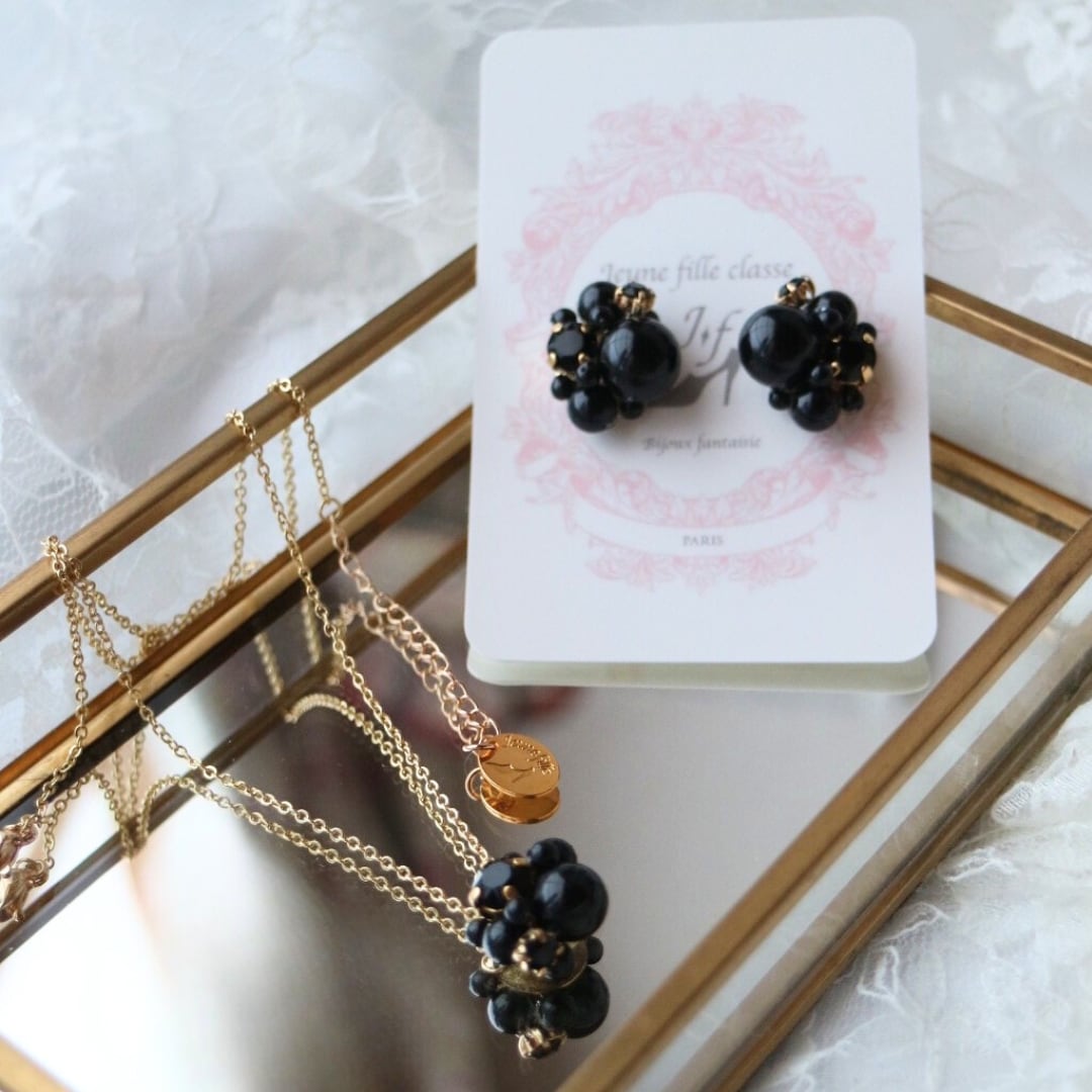 エレガントスイート トリュフノワール - Truffe Noire ピアス/イヤリング & ネックレス Set