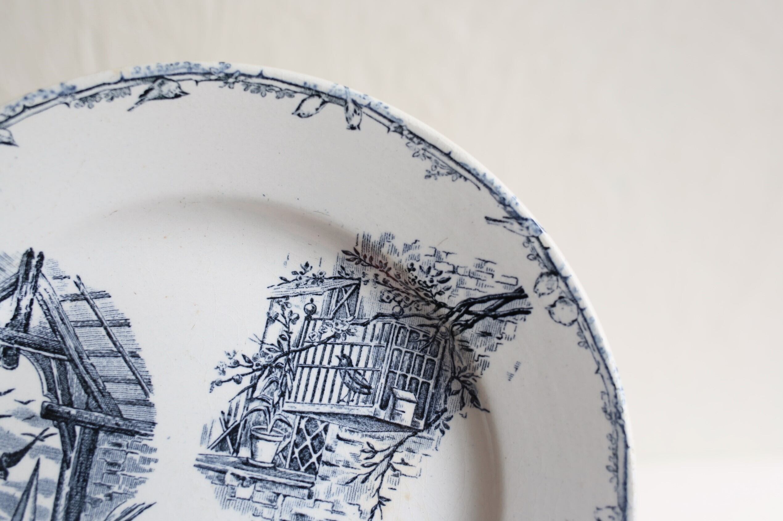 フランス アンティーク Choisy le Roi ショワジールロワ 鳥の風景画
