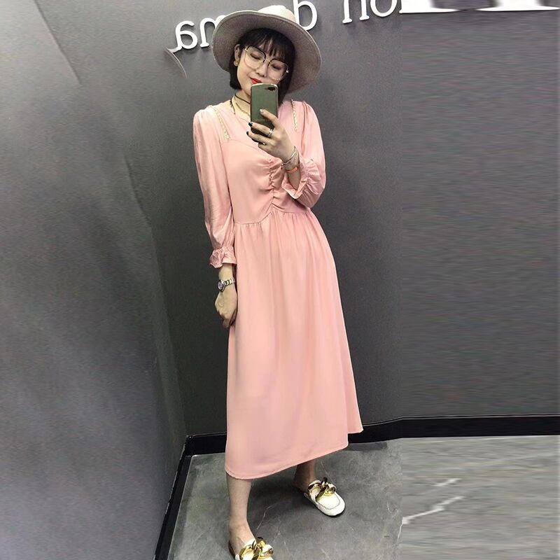 スプリングサマーフードウェストルーズ薄手ドレス ロング 大きめサイズ 春物 夏物 ミックスインファッション96226943177