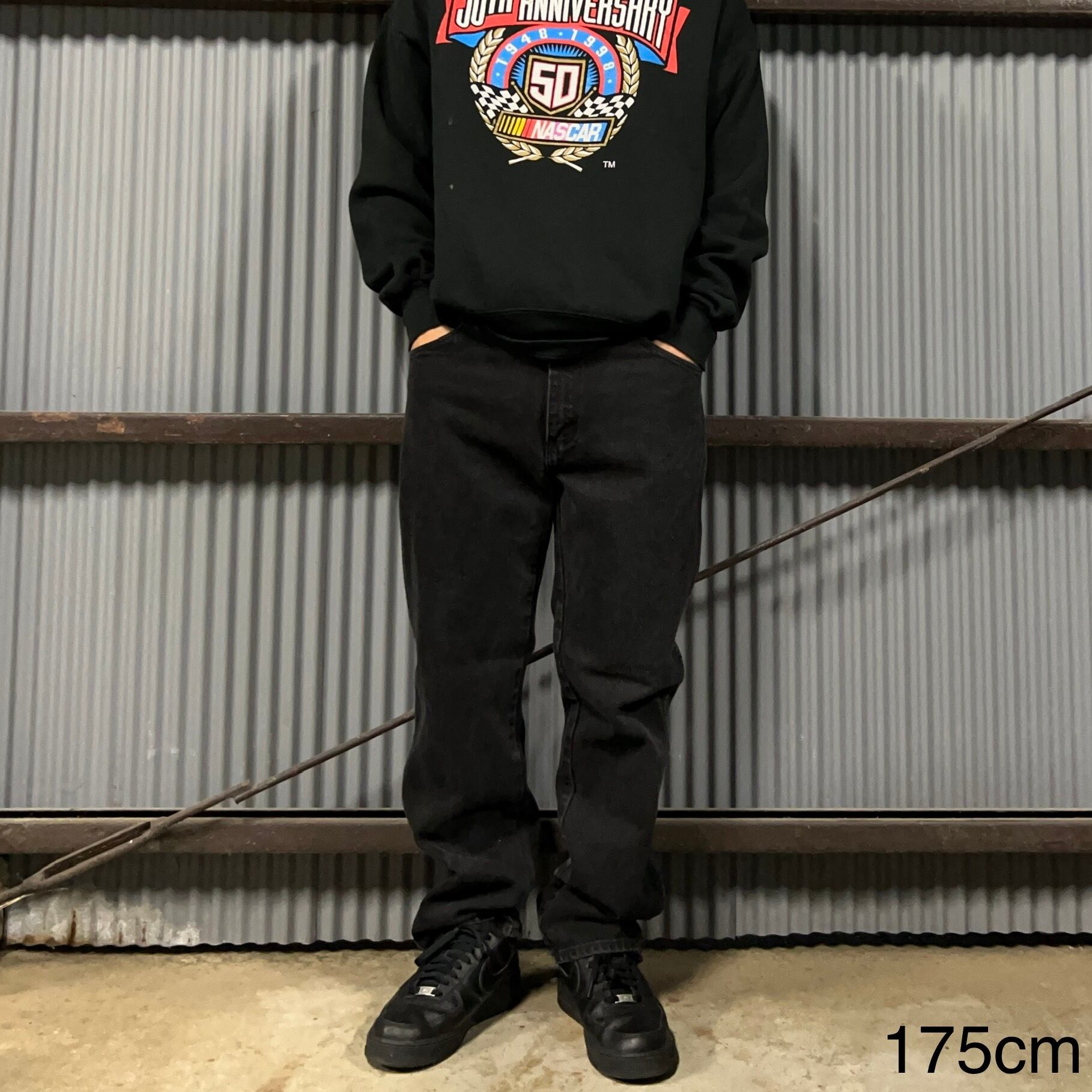 W34×L30】RUSTLER ブラックデニムパンツ コットン100% ブランドタグ