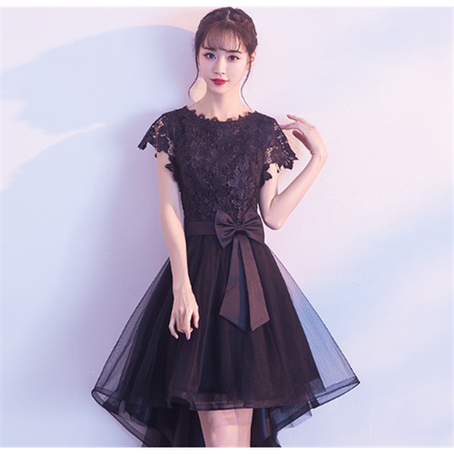 演奏会ドレス ロングドレス 大きいサイズ XL 2XL 小さいサイズ XXS 半袖 ビックリボン ガーリー レース チュチュスカート 花柄 Uネック お呼ばれ パーティードレス フォーマル エレガント