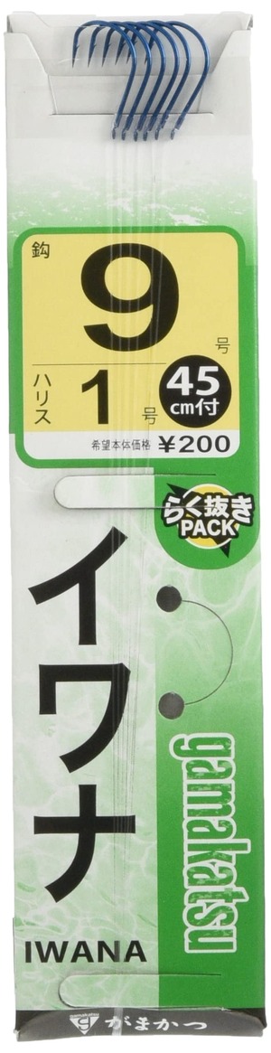 【在庫処分】がまかつ(Gamakatsu) 糸付 イワナ フック 青 ハリス1 釣り針
