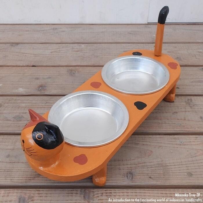 三毛猫 餌入れ フードボール キャットフード トレー 2P 2連 ダブル