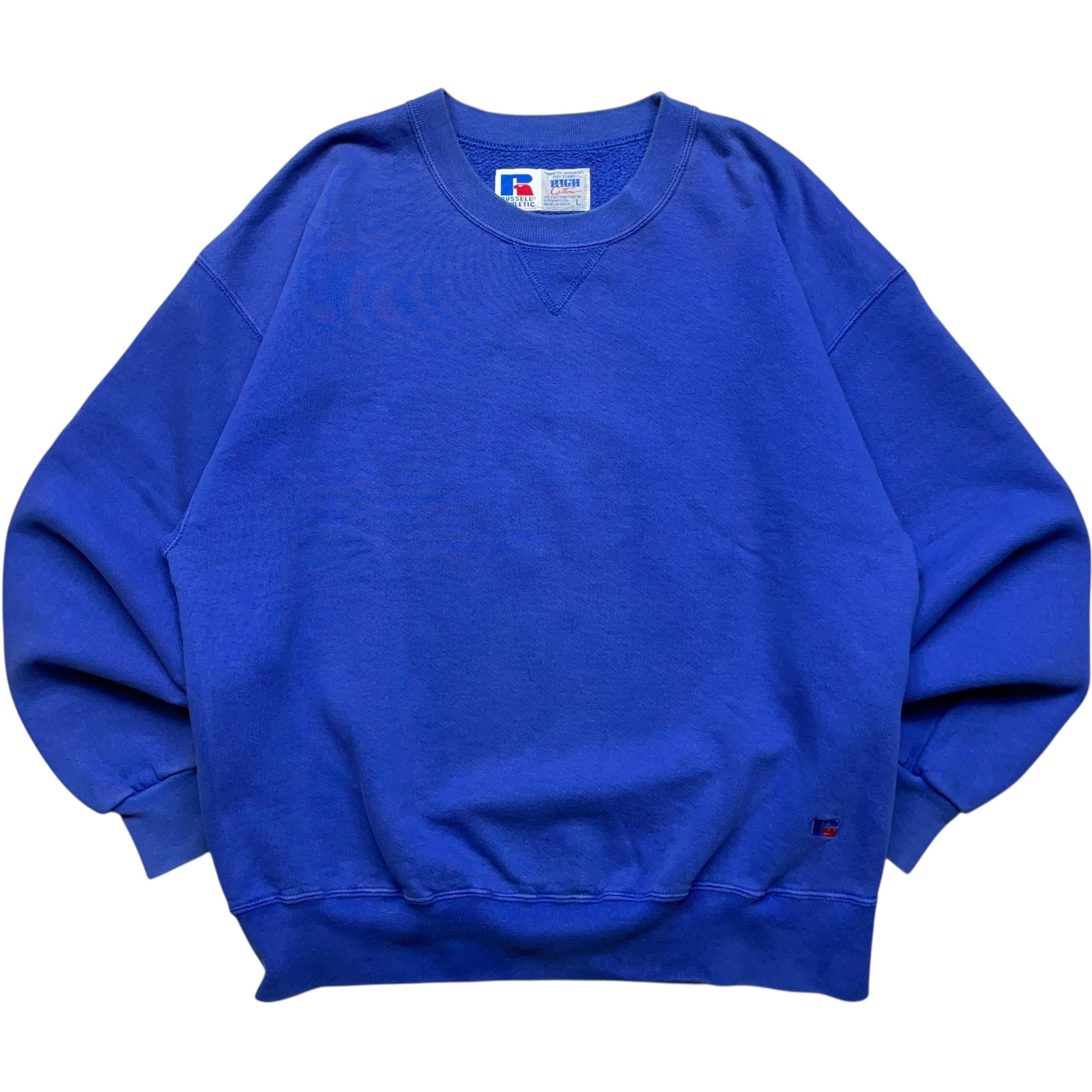 《L》russell athletic ラッセルアスレチック スウェット 無地 ブルー USA製 90年代 vintage no.9187