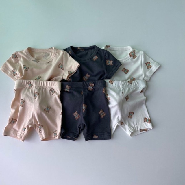 【BABY&KID】カートゥーンクマ半袖セットアップ