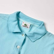 LACOSTE ラコステ ワンポイント 鹿の子 半袖 ポロシャツ 40/水色 レディース ファブリカ